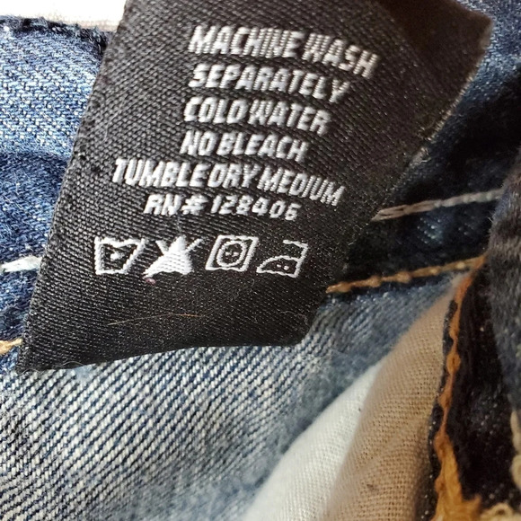 Mens Jeans  Relaxed Straight Leg 34W x 32L Whiskered Flap Pocket Twice Brand - Picture 11 of 11